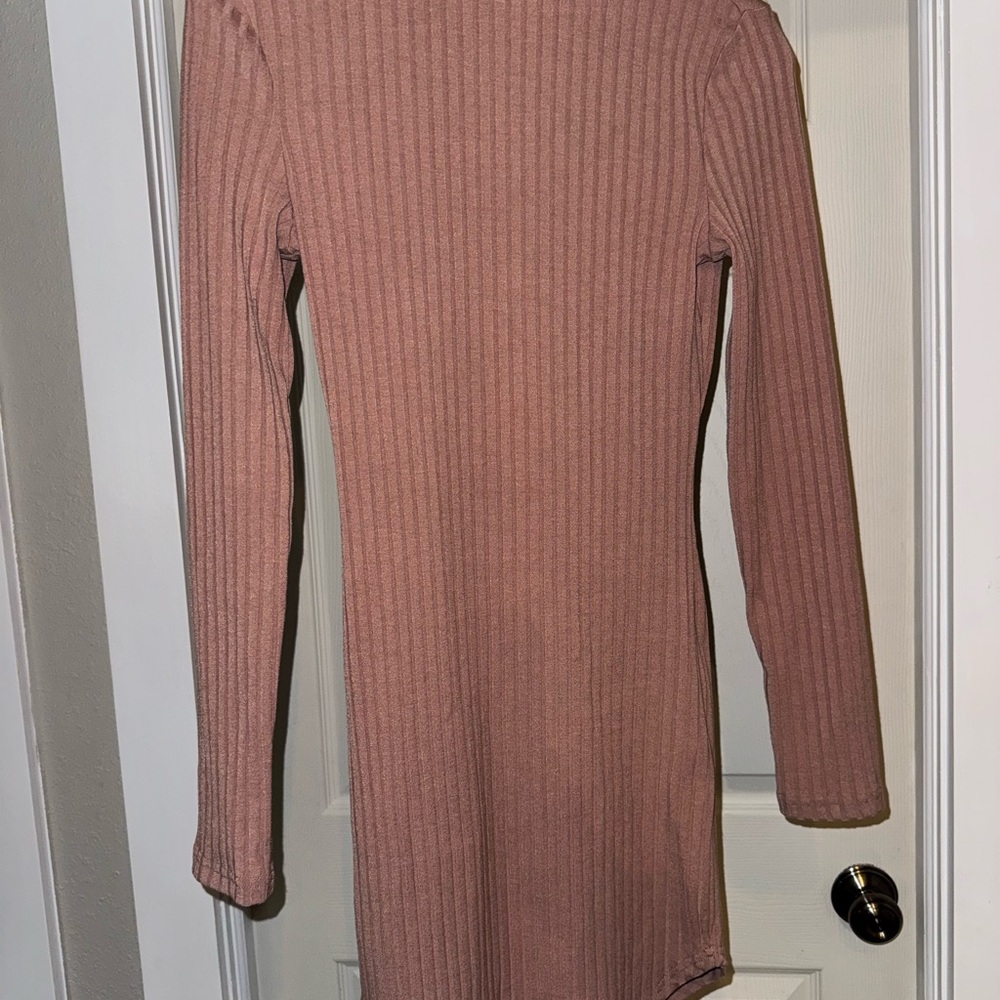 6/$15 Forever 21 Ribbed Long Sleeve Dress - Mauve
